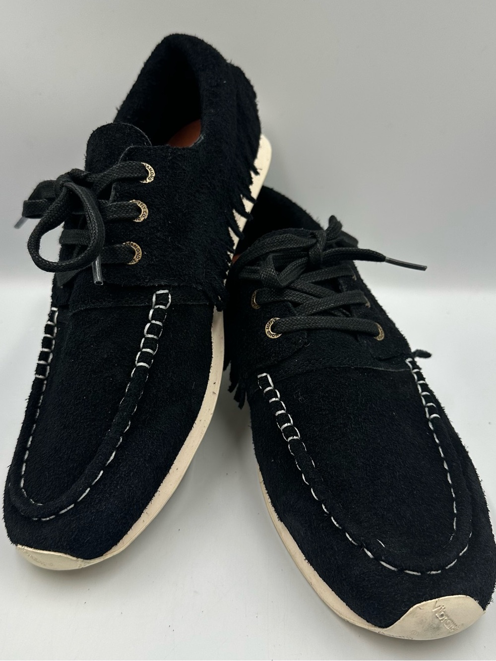 Diamond Supply Co YC Runner Black Leather Moccasin Mens 9 Fringe Lightweight